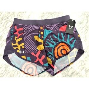 Under Armour We Run In Peace Shorts Women's Medium Black Purple Printed Fitted